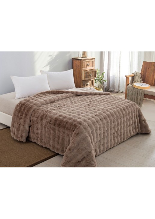 ΚΟΥΒΕΡΤΟΠΑΠΛΩΜΑ ΓΟΥΝΑ/FLANNEL ΥΠΕΡΔΙΠΛΟ 220X240 ADAM HOME TAUPE