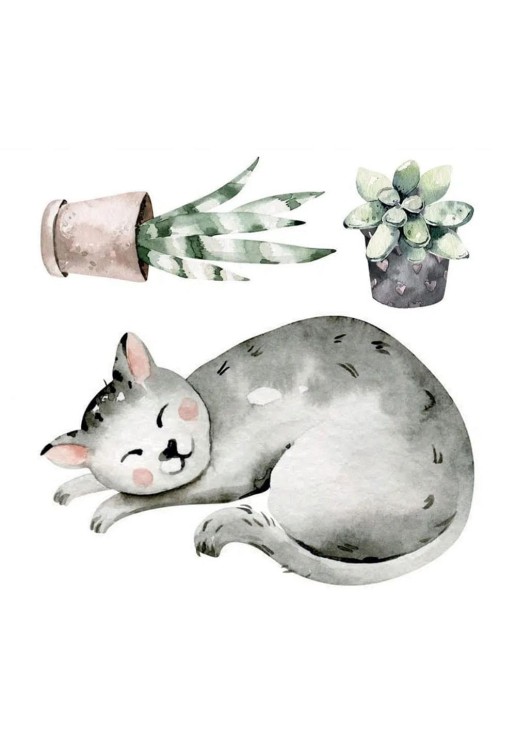 Watercolour Cats αυτοκόλλητα τοίχου βινυλίου M ANGO