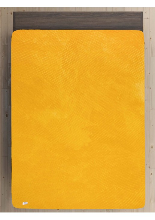 Σεντόνι Flannel CREASES YELLOW Flannel King Size με λάστιχο: 180 x 200 + 30 εκ. MADI